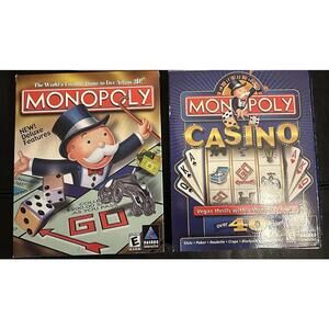 MONOPOLY Video Games PC 1999 Hasbro + MONOPOLY CASINO ~ Set of 2 pcs NEW SEALED